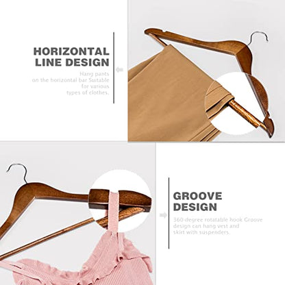 HOUSE DAY Premium Wooden Hangers 30 Pack, 17.5" Smooth Wood Clothes Hangers | with Non-Slip Pants Bar, Shoulder Notches, 360° Swivel Hook for Suits, Coats, Shirts and Dresses, Walnut