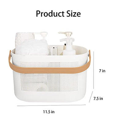 Plastic Portable Shower Caddy Basket, Storage Organizer with Handle, Yellow | Bottom Drain Holes, Keep Dry, Sturdy and Durable, Easy to Carry for Bathroom, Kitchen, Dorm Room, RV, College