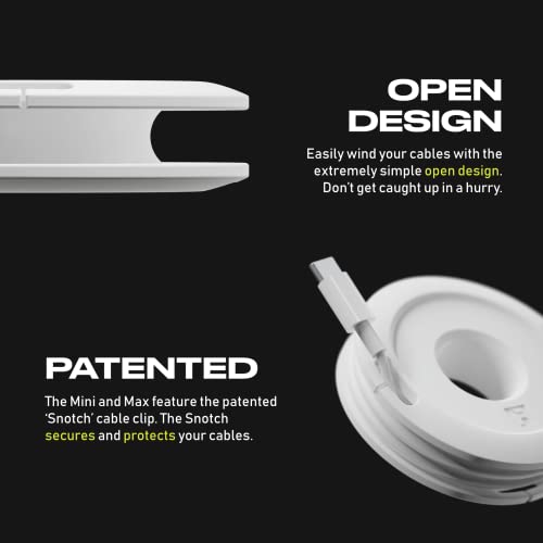 Side Winder Mini and Max Headphone, Earbud and Charging Cable Winder and Organizer Perfect for Wrapping Earbuds and Cords for Travel and Organization 4-Pack (Black, Max)