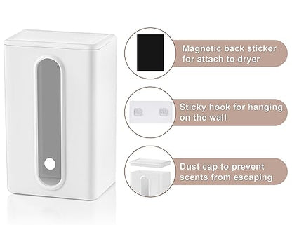 SUBEKYU Magnetic Dryer Sheet Holder Container Dispenser,Plastic,Cream White | Wall Dryer Sheet Box for Laundry Room Organization and Storage,Fabric Sheet Holder