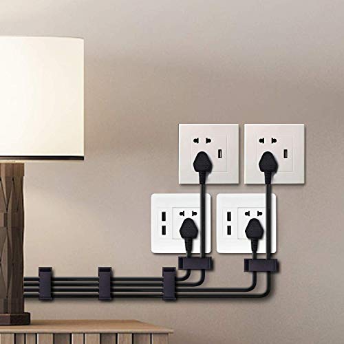 SOULWIT 50Pcs Self Adhesive Cable Management Clips - Black | for TV PC Ethernet Cable, Wall, under Desk Home Office