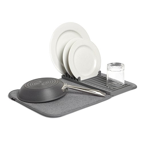 Udry Dish Drying Rack, Folding Dish Drainer Mat, M... (Gray | Microfiber)