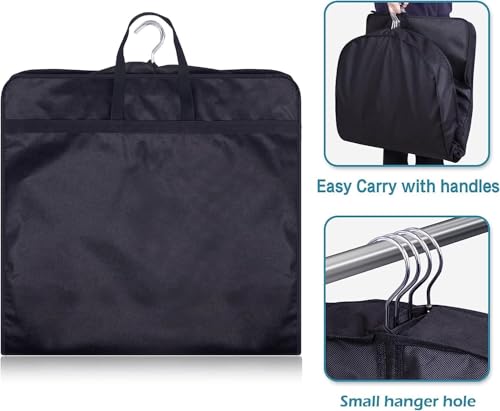 43" Suit Bags for Closet Storage and Travel, Gusseted Mesh Hanging Garment Bags for Men Suit Cover With Handle for Clothes, Coats, Jackets, Shirts（3 Packs，Black）