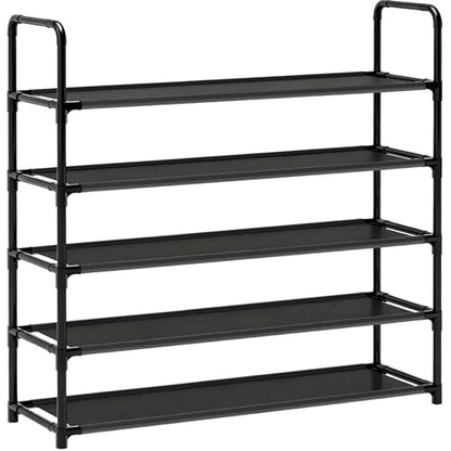 Large Capacity Shoe Rack, 5-Tier Shoe Organizer for Closet, Entryway, Hallway, Holds 20-25 Pairs, Sturdy & Durable Waterproof Fabric Shelf, Space-Saving,Black(35.8" Wide)