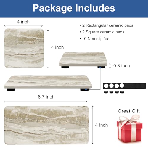 4 Pcs Drying Stone for Kitchen Counter Soap Trays Bathroom Sink Toothbrush | Fast Water Absorbing Stone Tray Hand Soap Dish Quick Dry Mat Sponge Holder Sink Caddy Ceramic Bathroom Tray Diatomite Coaster