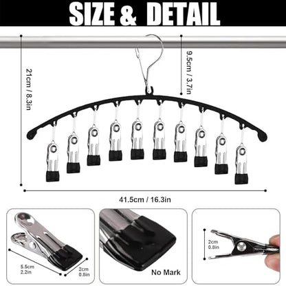 3Pack Legging Organizer for Closet,Upgrade Skirt Pants Hangers with Clips, Metal Yoga Pants Hangers 10 Clips,Hangers Space Saving Closet Organizers Rubber Coated Organizers Leggings Hanger(Black)