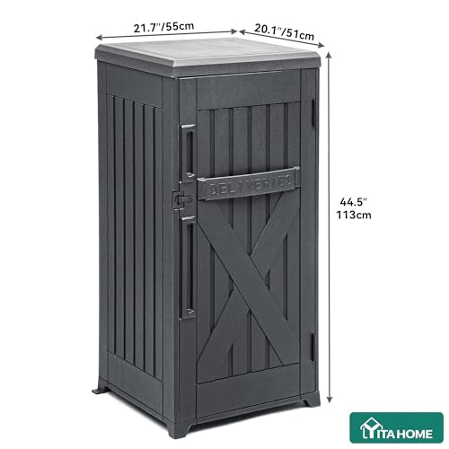 YITAHOME 60 Gallon Large Package Delivery and Storage Box | Double-Wall Resin Outdoor Package Delivery and Waterproof Deck Box for Porch, Curbside, 8.5 Cubic feet, Gray
