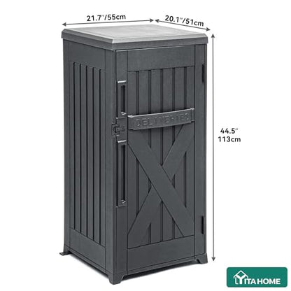 YITAHOME 60 Gallon Large Package Delivery and Storage Box | Double-Wall Resin Outdoor Package Delivery and Waterproof Deck Box for Porch, Curbside, 8.5 Cubic feet, Gray