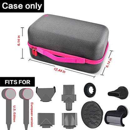 ANKHOH Case Holder for Dyson Supersonic Hair Dryer, Blow Dryer Storage Bag | Protective Hard Shell, Hair Dryer & Accessory Storage, Travel Carrying Case, Case Only, For Home Salons & Travel, Rose Red