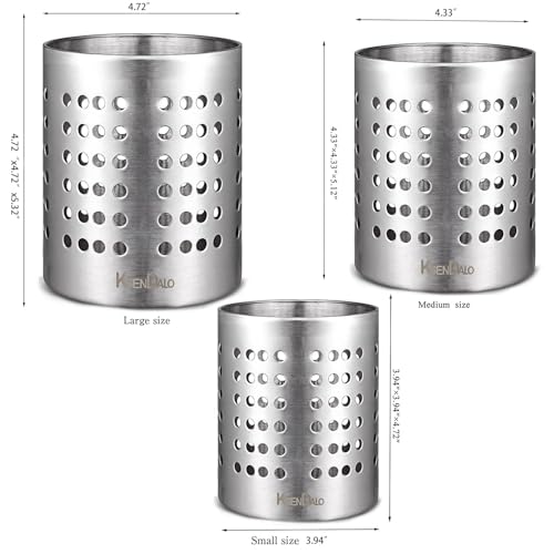 Metal Utensil Holder Set, Small SUS304 Steel Utens... (Silver)