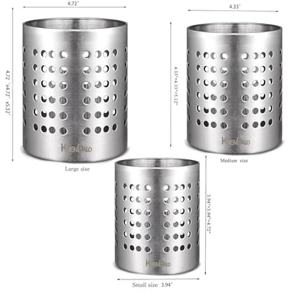 Metal Utensil Holder Set, Small SUS304 Steel Utens... (Silver)