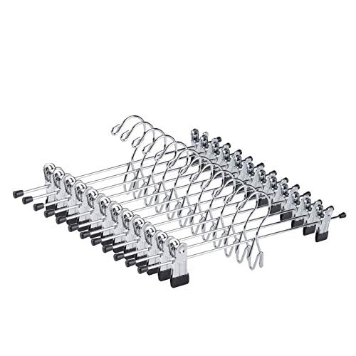 12 Pack Heavy Duty Add on Metal Pants Skirt Hanger... (12 Count | Chrome Finish | Metal)