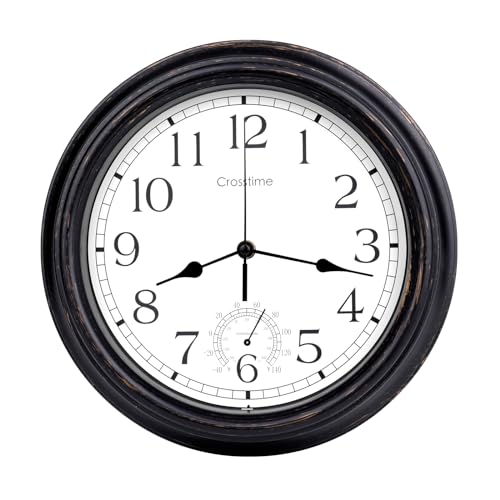 16 Inch Large Outdoor Clock Waterproof with Thermo... (16" Bronze)