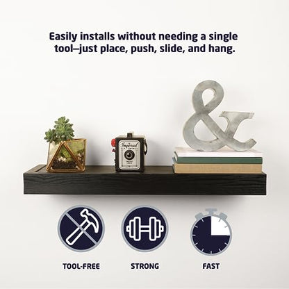 515602 Modern 18" Floating Shelf Holds up to 15lbs... (Black | Wood)