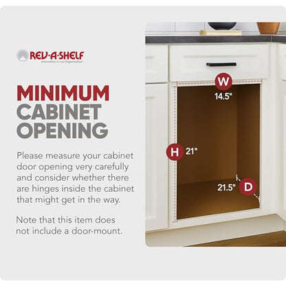 Rev-A-Shelf Double Pullout Trash Can w/Soft-Close Slides, 14.5" Min Opening | Large Capacity Garbage/ Recycling Waste Bins for Under Kitchen Cabinets, Heavy Gauge Wire Construction, 54WC-1835SC-17-1