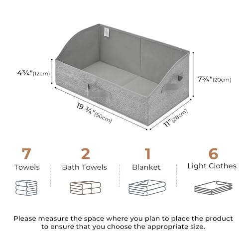 GRANNY SAYS Large Purse Organizer for Closet 19¾"L, Trapezoid Storage Bins with Front Open Access, Foldable Fabric Storage Baskets for Shelves 3 Pack Gray Closet Organizers and Storage
