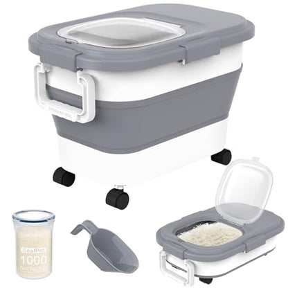 HOYTAMDA 20-30Lbs Collapsible Rice Container,Food Storage Containers Wheels