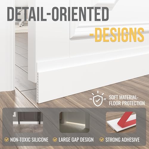 Door Draft Stopper for Huge Gap，3" W x 39" L Adjustable Widened Under Door Seal for Exterior/Interior Doors，Under Door Draft Blocker Soundproof/Insulator Door Sweep Weather Stripping，1 Pack White