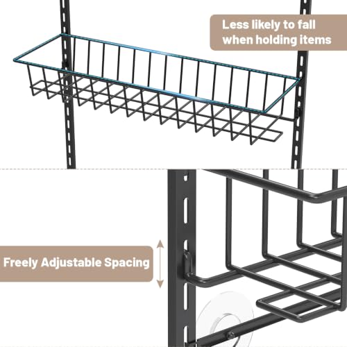 ElegantArray 8-Tier Pantry Door Organizer, Black | Over The Door, Hanging Spice Rack Shelves, Home Office Laundry Room Bathroom & Kitchen, Storage Rack