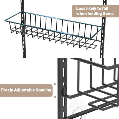 ElegantArray 8-Tier Pantry Door Organizer, Black | Over The Door, Hanging Spice Rack Shelves, Home Office Laundry Room Bathroom & Kitchen, Storage Rack