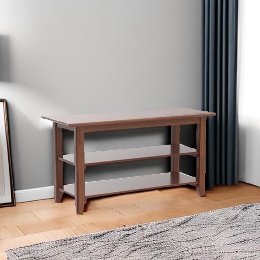 XKZG Shoe Rack Bench Wooden Shoe Storage Bench Entryway Bench, Brown, 31.5" | Rubber wood, Shoe Bench for Entryway, Living Room, Bedroom, Balcony, 31.5"W x 11.8"D x 16.5"H