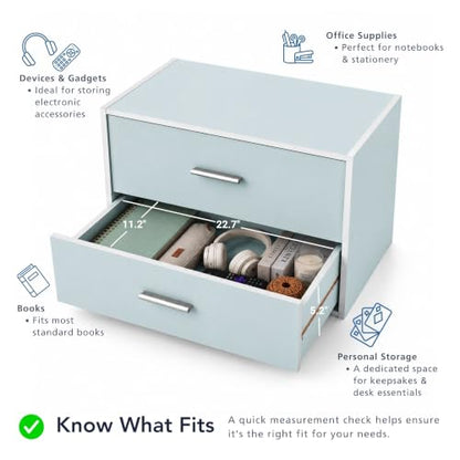 Homes: Inside + Out Apexa 2-Drawer Wooden Stackable Storage Drawers, Small Food Pantry Cabinet, Cajonera De Madera, Underbed Drawer Dorm Teen Room Decor & Bedroom, Home Office, Kitchen, White