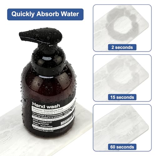 4 Pcs Water Absorbent Stone Dry Tray for Bathroom Sink Kitchen Counter Tray | Diatomite Stone Quick Drying Diatomaceous Earth Mat Soap Dispenser Dish Sponge Holder Ceramic Marble Bathroom Vanity Trays