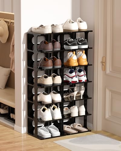 14 Tier Vertical Black Shoe Rack for Front Door En... (12 Count | Black | Plastic)