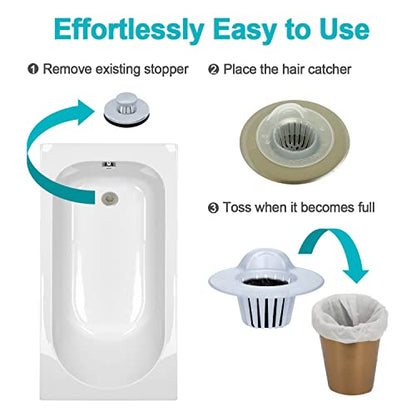 25 Pack, Hair Catcher for Bathroom Sink or Bathtub, White, Large