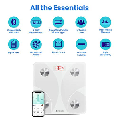 Etekcity Smart Scale for Body Weight, Body Fat, Water Weight, White, 400 lb