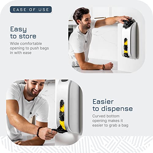 Plastic Bag Holder | UPGRADED Wall-Mount Grocery Bag Dispenser | Space-Saving Design | Easy Install | Smudge-Proof, Fingerprint-Resistant | White | Holds the Most Bags for Maximum Storage