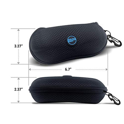 Sunglasses Case Semi Hard EVA Shell with Metal Hanging Hook Belt Clip Sun Glasses Storage