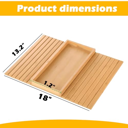 Four Flowers Foldable Bamboo Couch Arm Tray with Detachable Couch Cup Holder– Sofa Armrest Table for Remote, Snacks, Phone – Portable Armrest Caddy Tray for Sofa, Recliner, or Armchair