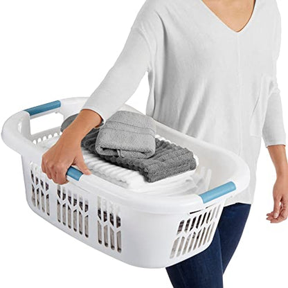 Rubbermaid Laundry Basket XL Hip-Hugger Basket 2.1-Bushel White Laundry Storage/Bathroom/Bedroom/Home Closet