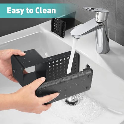 Toothbrush Holders for Bathroom Counter Organizer and Storage (Black) | Easy To Clean, Drainage, Non-Slip, Detachable, Kids Electric Toothbrush Organizer for Bathroom