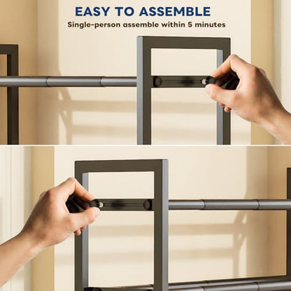 Mavivegue 19“- 43” Adjustable Shoe Rack, 3 Adjustable Length, 3 Tier Expandable Shoe Rack for Closet, Entryway, Shoe Shelf, Black