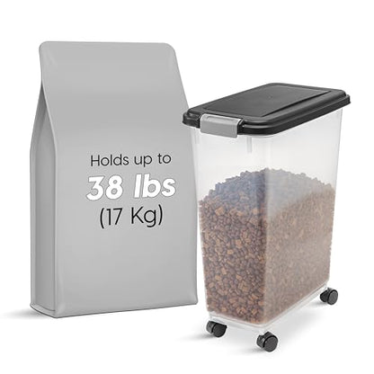 IRIS USA Dog Food Storage Container, Up to 38 lbs, Black, Made in USA