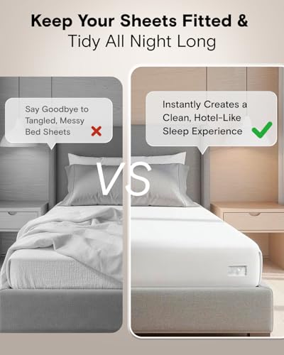 Luxclub Bed Sheet Holders for Corners, Strong Fitted Sheet Holder with Locks and Grippers Keep Sheets Firm & Tight, Easy Installation Mattress Clicks Straps Fasteners, No More Loose Bedding, Set of 4