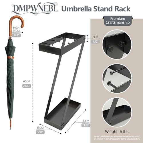 Umbrella Holder for Entryway, Black Umbrella Stand Indoor Stores Umbrellas Canes Equipped with Hooks Ideal for Home, Office , Hotel Lobby of Umbrella Storage Rack