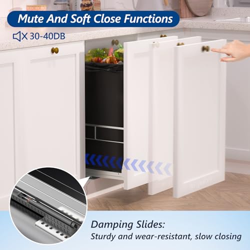 Pull Out Trash Can Under Cabinet with Soft-Close Slides | Space Saving, Heavy Duty, Garbage Can Not Included, Under Sink Bin Kit for Home Kitchen, Requires Min Cabinets 12" W X 18" D