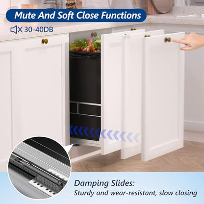 Pull Out Trash Can Under Cabinet with Soft-Close Slides | Space Saving, Heavy Duty, Garbage Can Not Included, Under Sink Bin Kit for Home Kitchen, Requires Min Cabinets 12" W X 18" D