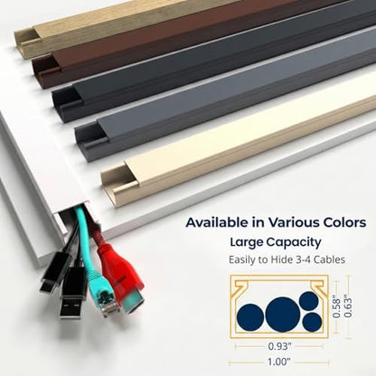 Cord Hider, Wire Cover, Cord Covers Wall Mounted TV, Cable Hider, 315 in Paintable White Raceway Kit, Electrical Cords Concealer, Cable Management, Hide Cords Wall, Wire Molding, Adhesive Channel