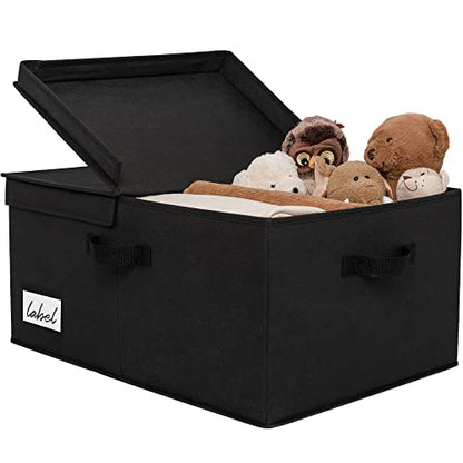 GRANNY SAYS Black Storage Bin with Lid, Fabric Closet Organizers and Storage Baskets, Extra Large Storage Box for Clothes, Memory Keepsake Box, 1-Pack