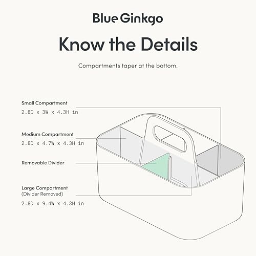 BLUE GINKGO Stackable Organizer Caddy, Rectangle, Green, Made in Korea | Portable. Adjustable. Home, Office & School Storage.