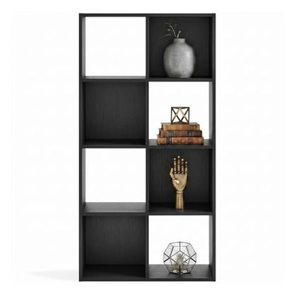 Signature Design by Ashley 8 Cube Storage Organizer, Black Bookcase | Engineered wood and decorative laminate, Dual-position vertical or horizontal setup, Fits 10.5-inch bins, Langdrew Series