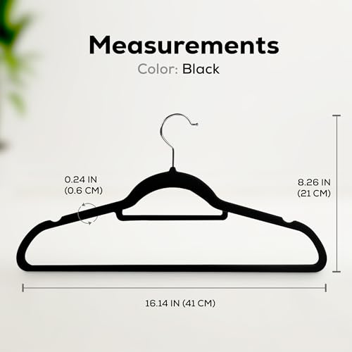 Utopia Home Velvet Hangers 100 Pack – Premium Hangers with Tie Bar - Black | Non-Slip Slim Clothes & Coat Hangers with Tie Bar, Space-Saving Heavy Duty Design, 360° Swivel Hook