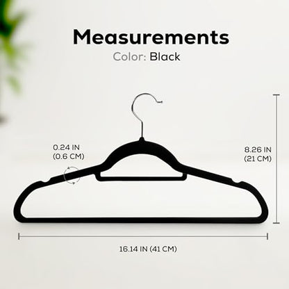 Utopia Home Velvet Hangers 100 Pack – Premium Hangers with Tie Bar - Black | Non-Slip Slim Clothes & Coat Hangers with Tie Bar, Space-Saving Heavy Duty Design, 360° Swivel Hook