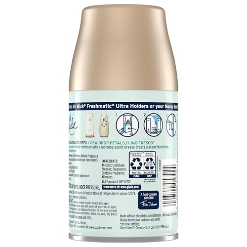 Glade Automatic Spray Refill, Dewdrop Petals, Scented Air Freshener for Home and Bathroom, 6.2 Oz, 6 Count