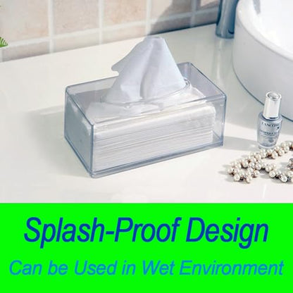 Square Clear Acrylic Tissue Box, Box Covers Rectangular, Bathroom Facial Napkin Box Holders, Table Clear Dryer Sheet Dispenser for Bathroom, Kitchen and Cars