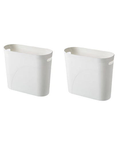 Bathroom Small Trash Can, 3 Gallon Slim Plastic, Set of 2, White